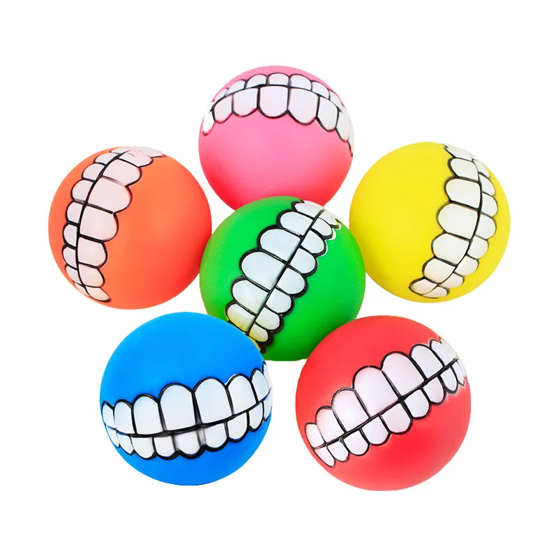 1Pc Rubber Dog Toys Squeaky Cleaning Tooth Dog Chew Toy Small Puppy Toys Ball Bite Resistant Pet Supplies Petshop Diameter 7Cm