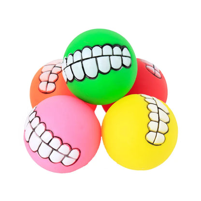 1Pc Rubber Dog Toys Squeaky Cleaning Tooth Dog Chew Toy Small Puppy Toys Ball Bite Resistant Pet Supplies Petshop Diameter 7Cm