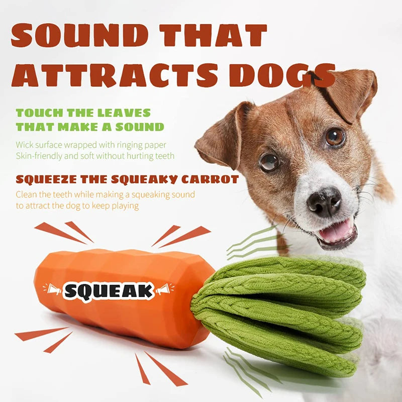 Dog Chew Toys Natural Rubber Carrot Milk-Flavored Pet Squeaky Toys for Aggressive Chewers Dog Teeth Cleaning