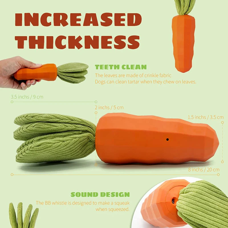 Dog Chew Toys Natural Rubber Carrot Milk-Flavored Pet Squeaky Toys for Aggressive Chewers Dog Teeth Cleaning