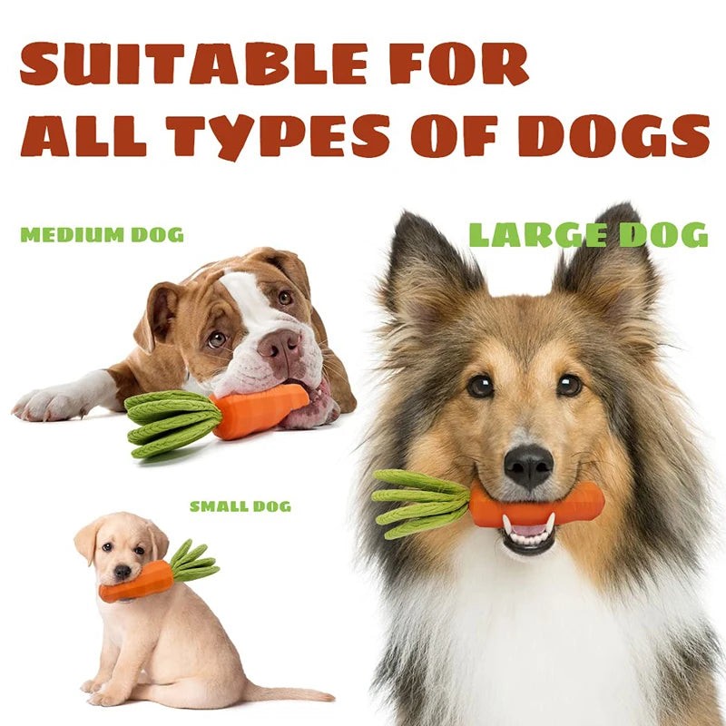 Dog Chew Toys Natural Rubber Carrot Milk-Flavored Pet Squeaky Toys for Aggressive Chewers Dog Teeth Cleaning