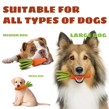 Dog Chew Toys Natural Rubber Carrot Milk-Flavored Pet Squeaky Toys for Aggressive Chewers Dog Teeth Cleaning