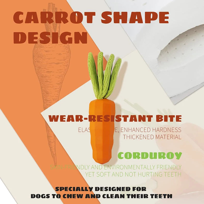 Dog Chew Toys Natural Rubber Carrot Milk-Flavored Pet Squeaky Toys for Aggressive Chewers Dog Teeth Cleaning
