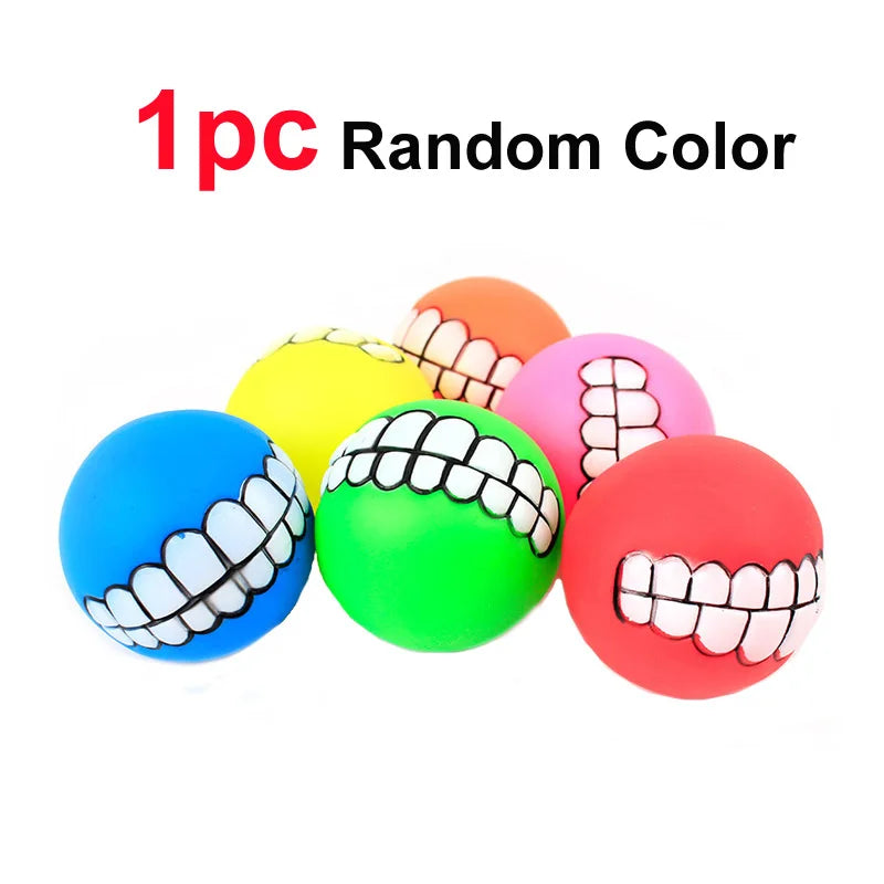 1Pc Rubber Dog Toys Squeaky Cleaning Tooth Dog Chew Toy Small Puppy Toys Ball Bite Resistant Pet Supplies Petshop Diameter 7Cm