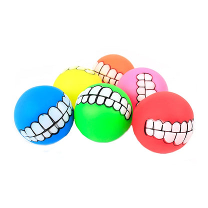 1Pc Rubber Dog Toys Squeaky Cleaning Tooth Dog Chew Toy Small Puppy Toys Ball Bite Resistant Pet Supplies Petshop Diameter 7Cm